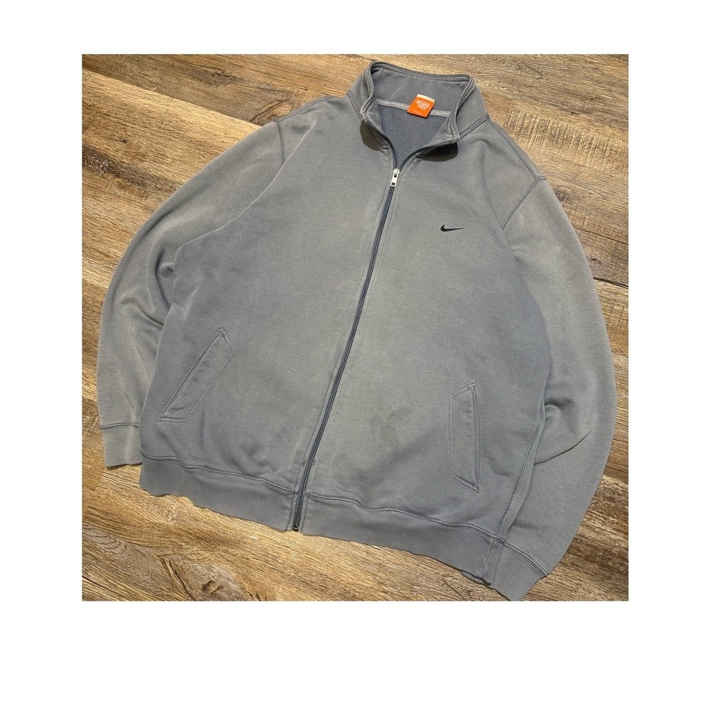 Nike Athletic Dept Y2K Gray Full Zip Jacket Mens XXL Faded Sweatshirt Mock Neck